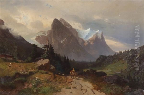 Blick Auf Well- Und Wetterhorn Oil Painting by Friedrich Zimmermann