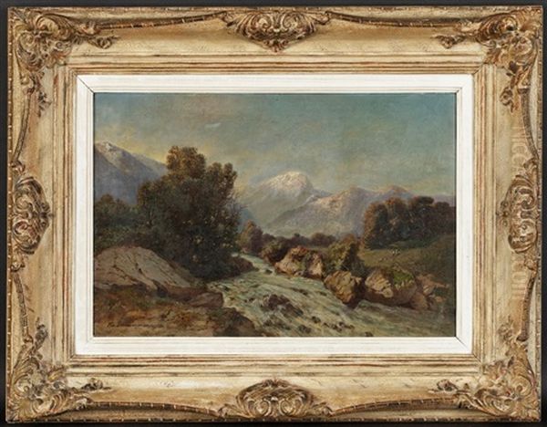 Paysage De Montagne Avec Torrent Oil Painting by Friedrich Zimmermann