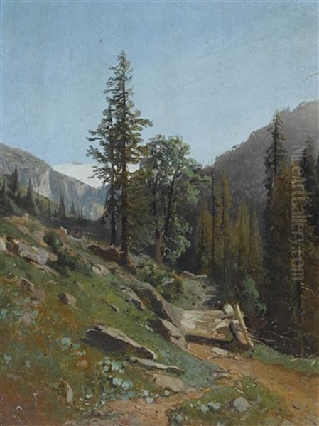 Wanderweg Bei Lauenen Oil Painting by Friedrich Zimmermann