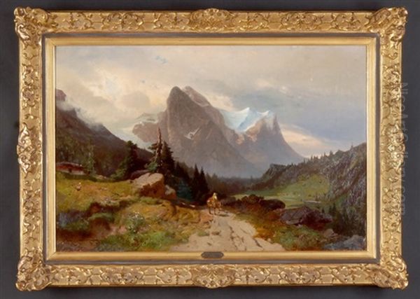 Weite Landschaft Mit Well- Und Wetterhorn Oil Painting by Friedrich Zimmermann