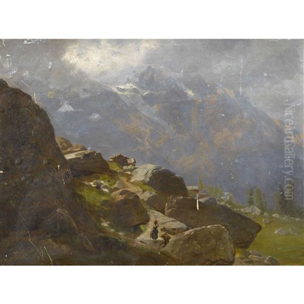 Triftenalp Oil Painting by Friedrich Zimmermann