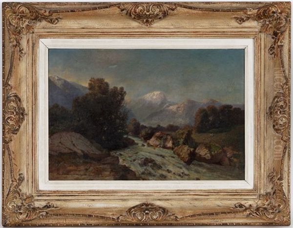 Paysage De Montagne Avec Torrent Oil Painting by Friedrich Zimmermann