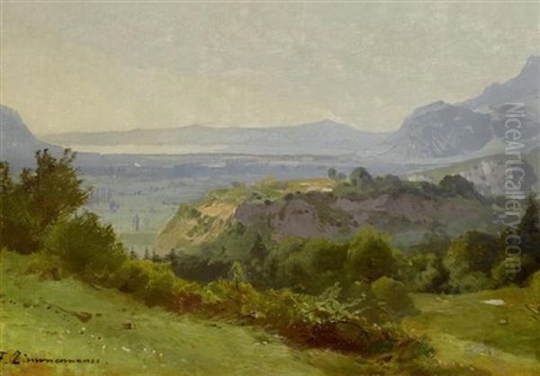 Weite Landschaft Mit Einem See Im Hintergrund Oil Painting by Friedrich Zimmermann