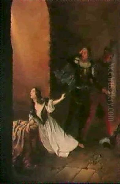 Szene Aus Faust (dr. Faust Bei Gretchen Im Kerker) Oil Painting by Friedrich August Zimmermann