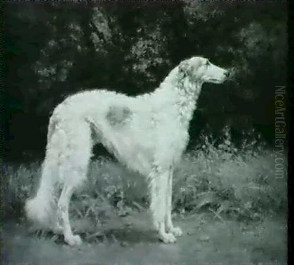 A Deerhound In A Landscape Oil Painting by Jan Wendel Gerstenhauer Zimmermann