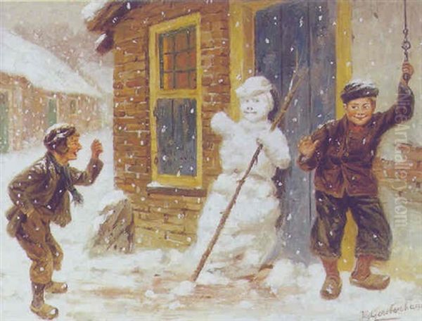 Der Schneemann Oil Painting by Johan Georg Gerstenhauer Zimmermann