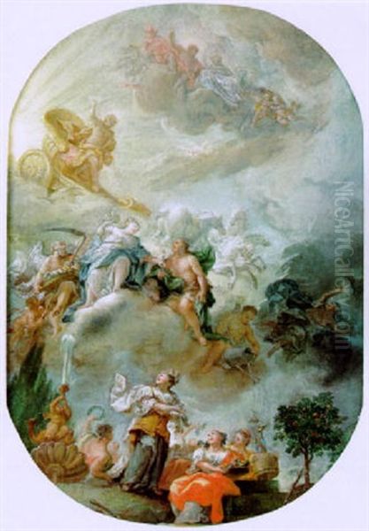 Allegorie Des Fruhlings Und Des Sommers Oil Painting by Johannes Baptist Zimmermann