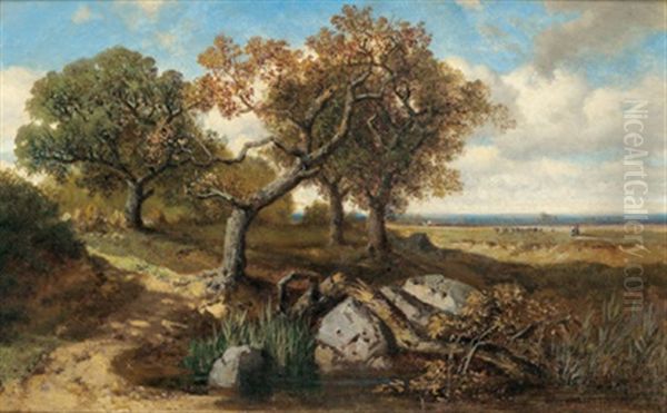 Sommerlandschaft Mit Alten Eichen Oil Painting by Max Zimmermann