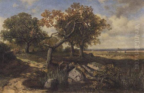 Sommerlandschaft Mit Alten Eichen Oil Painting by Max Zimmermann