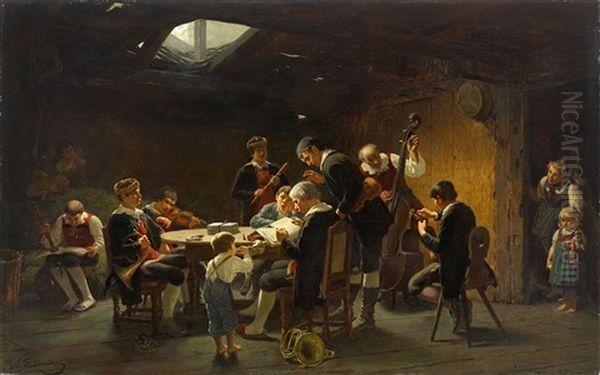 The Music Rehearsal Oil Painting by Reinhard Sebastian Zimmermann