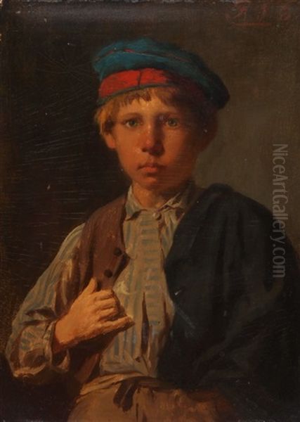 Blonder Junge Mit Soldatenmutze Oil Painting by Reinhard Sebastian Zimmermann