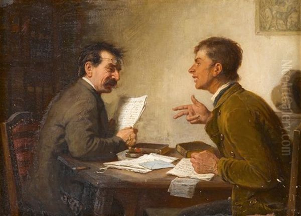 Consultation Oil Painting by Reinhard Sebastian Zimmermann