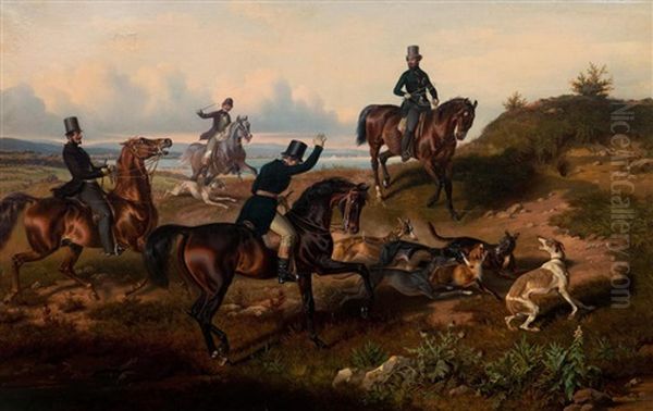 The Hunt Oil Painting by Theodor Franz Zimmermann