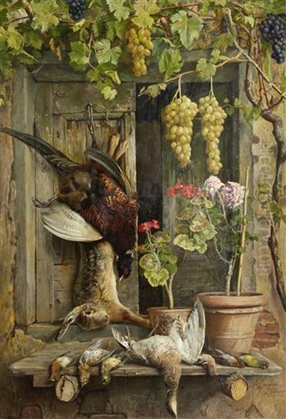 Larder Still Life Oil Painting by Aurelio Zingoni