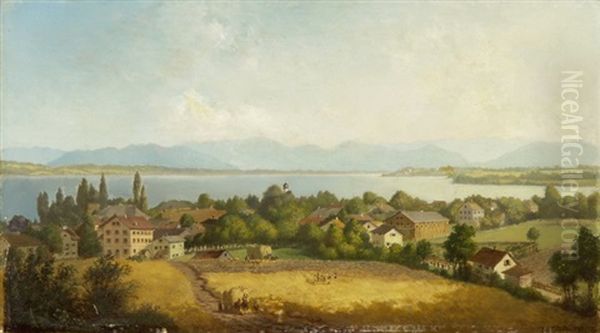 Sommerliche Landschaft Am See Oil Painting by Josef Zink