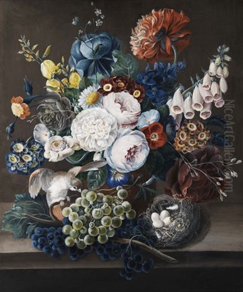 Grosser Blumenstrauss In Vase Oil Painting by Leopold Zinnoegger