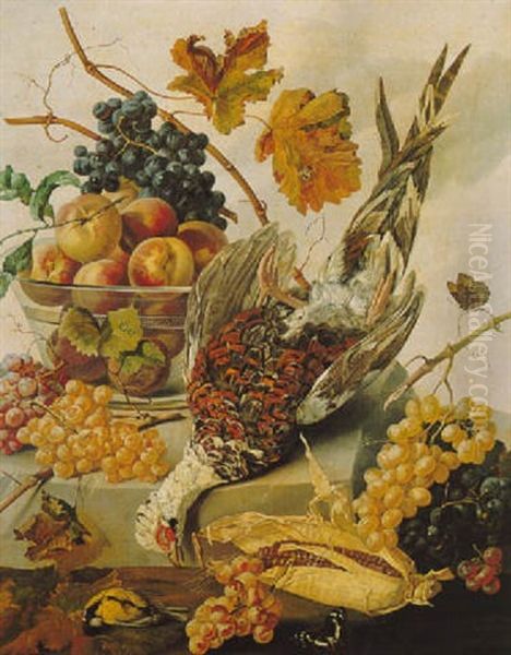 Fruchtekorb Oil Painting by Leopold Zinnoegger