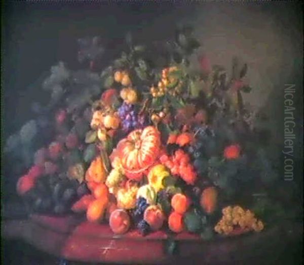 Fruchtestilleben Oil Painting by Leopold Zinnoegger