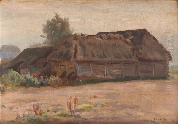 Cottage Oil Painting by Teodor Ziomek