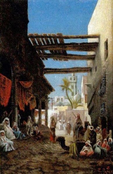 Belebte Strase Im Orient Oil Painting by Thomas B. Zizala