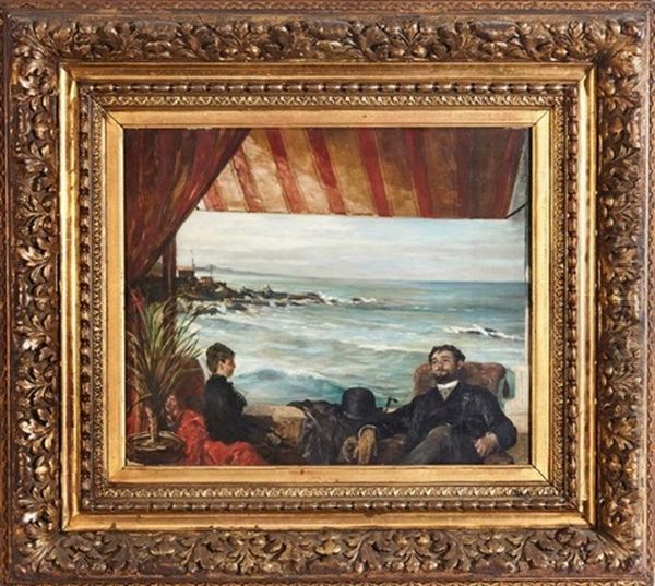 Terrasse Face Au Rocher De La Vierge, Biarritz Oil Painting by Achille (Jean-Baptiste) Zo