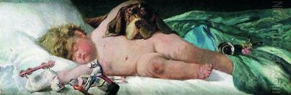 L'heure De La Sieste Oil Painting by Achille (Jean-Baptiste) Zo