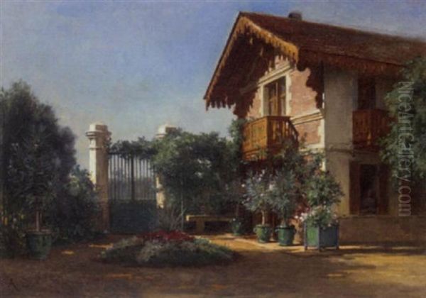 The Chalet Garden Oil Painting by Achille (Jean-Baptiste) Zo