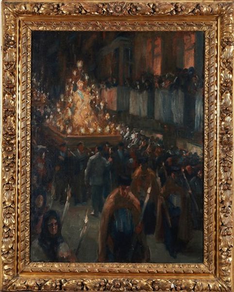 La Procession En Espagne Oil Painting by Henri Achille Zo