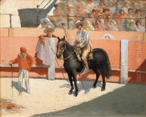 Scene De Tauromachie Oil Painting by Henri Achille Zo