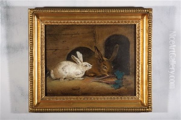 Untitled (rabbits) Oil Painting by Benjamin Zobel