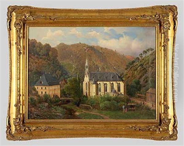 Bienenstocke Vor Gotischer Kapelle Oil Painting by Wilhelm Zobus