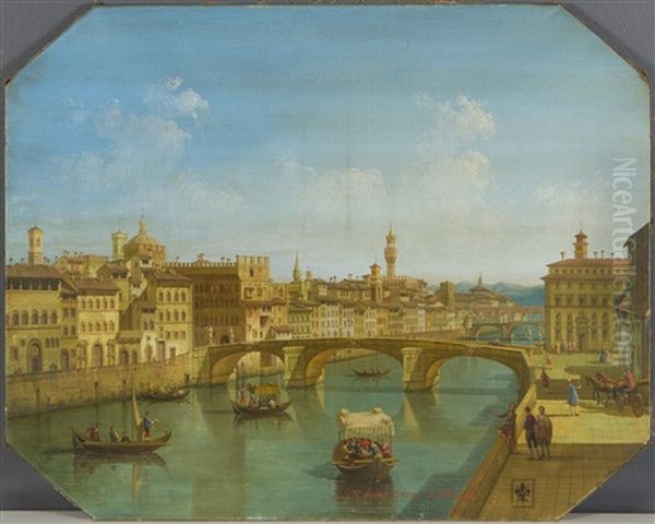 The Arno River At The Santa Trinita Bridge, Florence Oil Painting by Giuseppe Zocchi