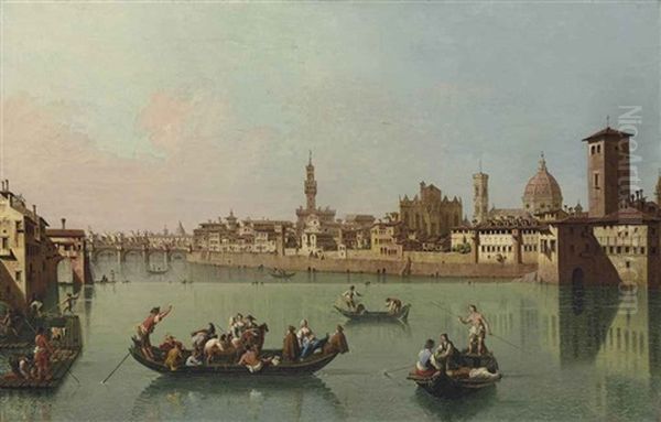 Florence, A View Of The Arno From The Porta San Niccolo Oil Painting by Giuseppe Zocchi