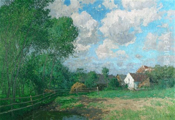 Landschaft Mit Figuren Bei Einem Reiterstandbild Oil Painting by Alfred Zoff