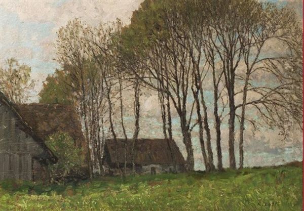 Landschaft Mit Figuren Bei Einem Reiterstandbild Oil Painting by Alfred Zoff