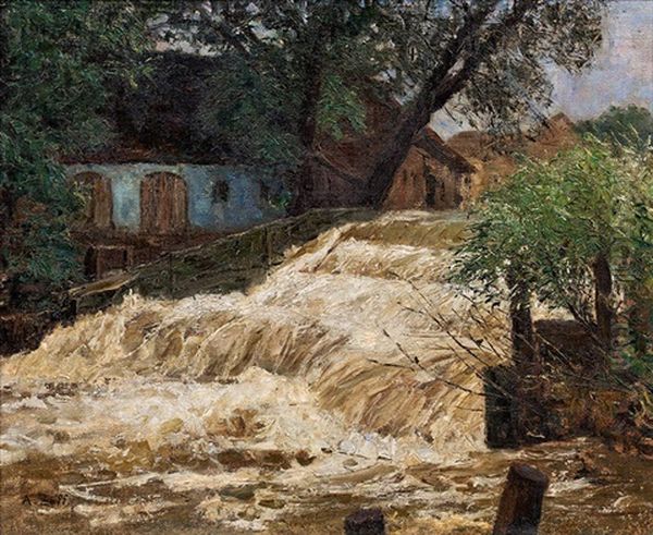 Waterfall Oil Painting by Alfred Zoff