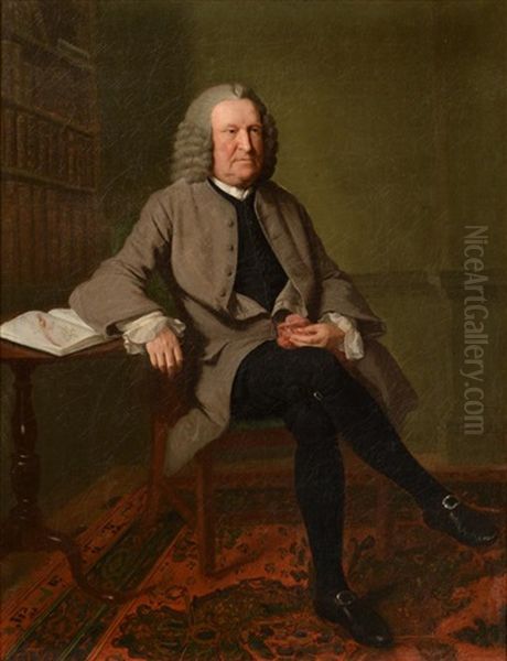 Portrait Of A Naturalist Seated At His Desk, Wearing A Brown Coat, Black Breeches And Holding A Geological Specimen Oil Painting by Johann Joseph Zoffany