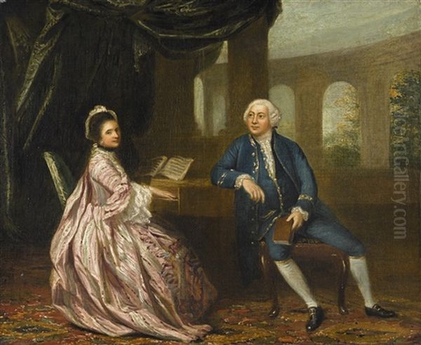 Portrait Of David Ashton Of Ashbrook, Stockton, And His Wife Penelope Oil Painting by Johann Joseph Zoffany