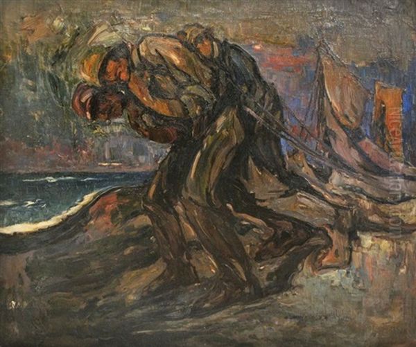 Figures On A Shore Oil Painting by Emil Karl Zoir