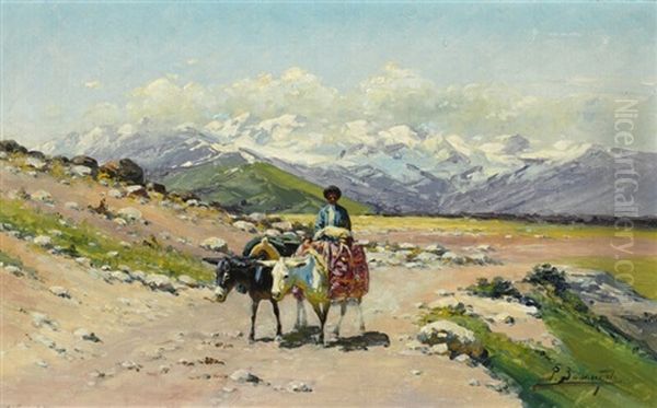 A Traveler With Donkeys In The Caucasus by Richard Karlovich Zommer