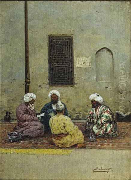 Four Scholars Oil Painting by Richard Karlovich Zommer