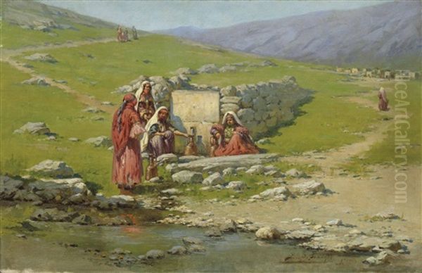 At The Well Oil Painting by Richard Karlovich Zommer