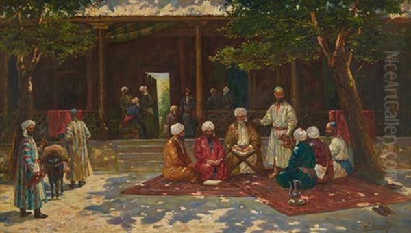 The Quran School Oil Painting by Richard Karlovich Zommer