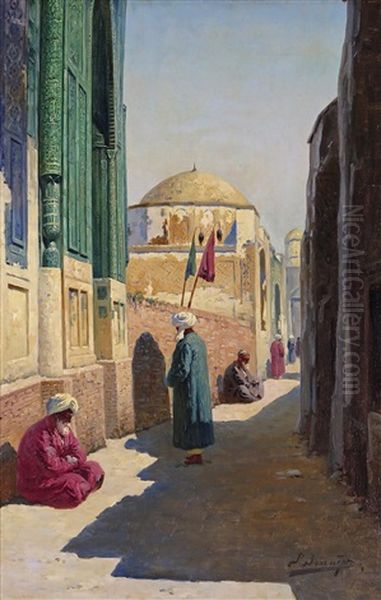 Figures By A Mosque Oil Painting by Richard Karlovich Zommer