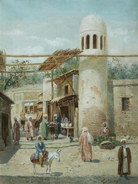 Market Square Oil Painting by Richard Karlovich Zommer