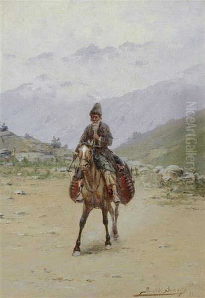 Cossack Oil Painting by Richard Karlovich Zommer