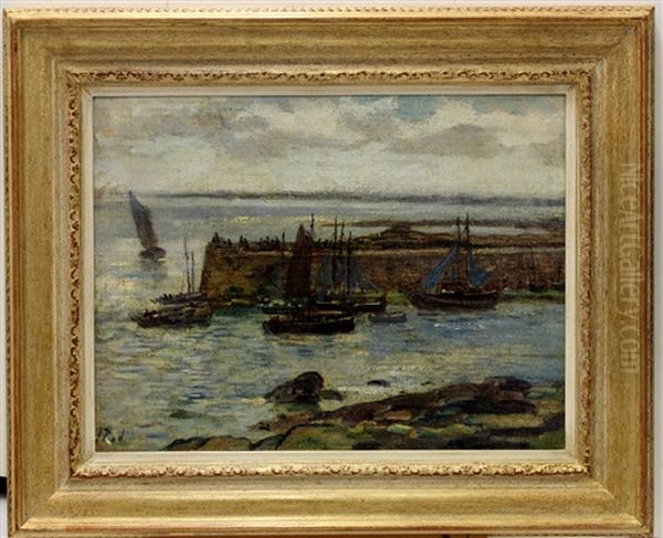 Haven In Concarneau Oil Painting by Jacob Abraham (Jacques) Zon