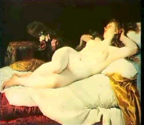 A Reclining Nude Oil Painting by Antonio Zona