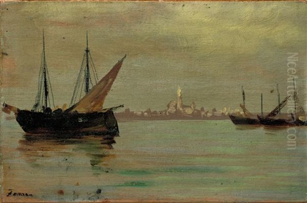 Marina Di Istanbul Oil Painting by Fausto Zonaro