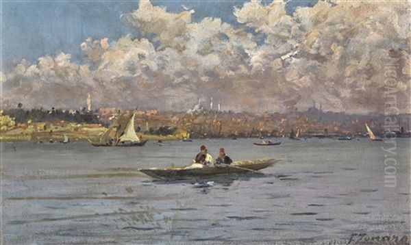 Constantinople From The Bosphorus Oil Painting by Fausto Zonaro